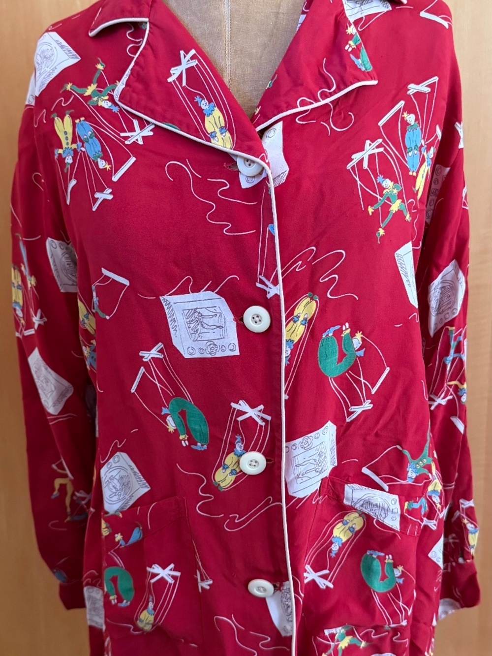1940's Rare Cold Rayon Circus Print Shirt